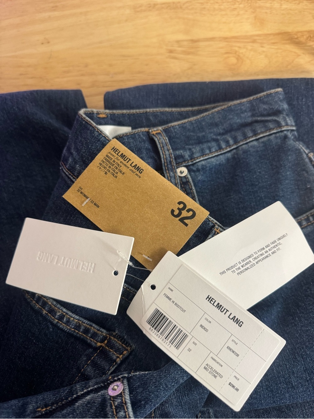 Helmut Lang Femme Hi Bootcut Indigo Denim Jeans - Picture 10 of 10